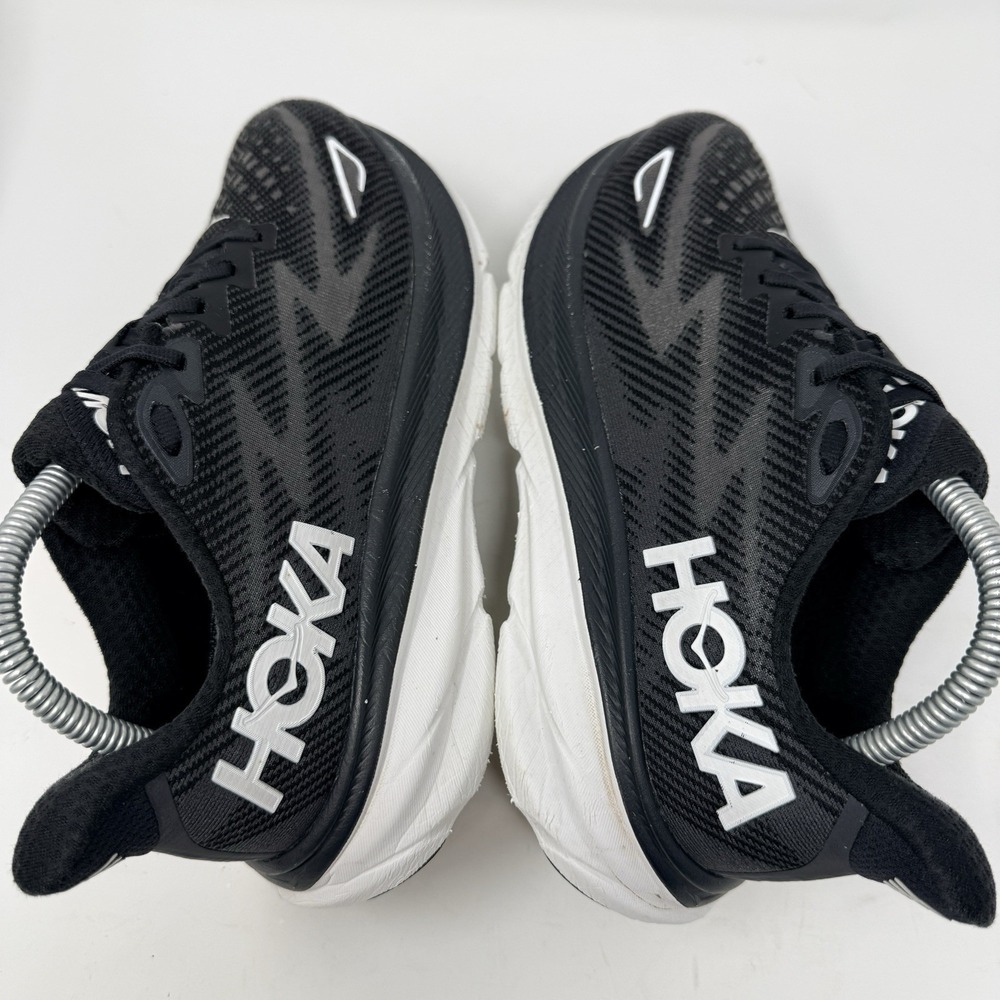 Hoka One One Womens Clifton 9 Size 7.5B Running Shoes 1127896 BWHT Black White - Picture 7 of 10